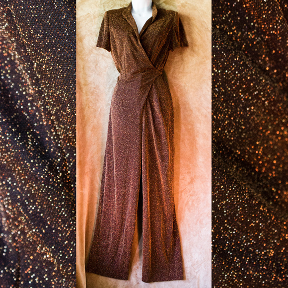 Cache Pants - HP NWT Cache Copper Jumpsuit Disco Vntg